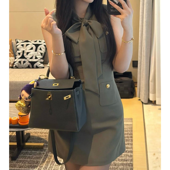 Self-Portrait Khaki Twill Mini Dress US 8 - Picture 6 of 12